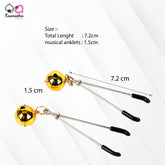 Dimensions of gold nipple clamps: 7.2cm length, 1.5cm width